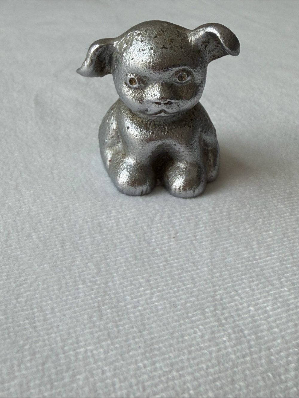 Vintage Cast Iron Bucki Carbons Ribbons Advertising Dog Paperweight Figure 1.5"